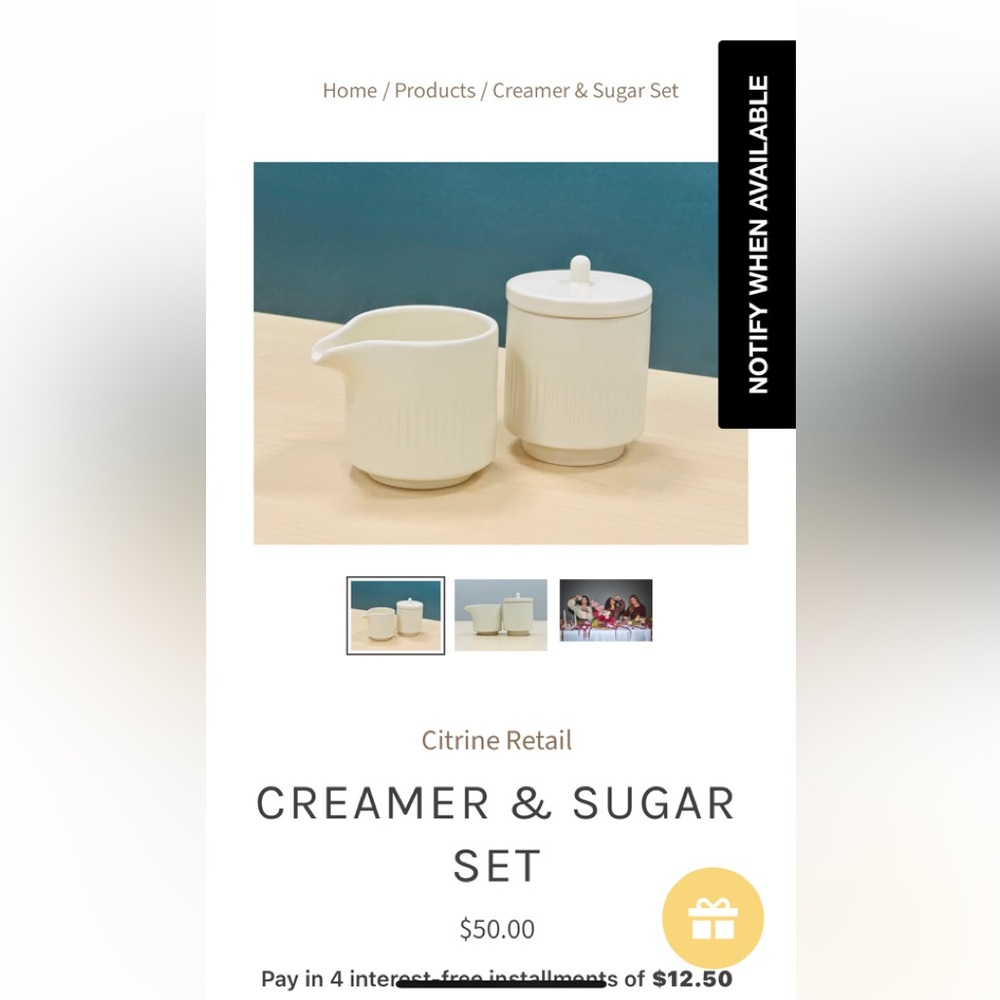 Brand new in Box by Citrine Creamer & Sugar Set - Cream